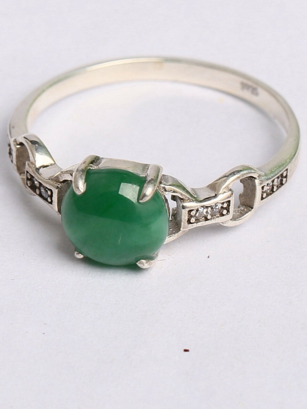 Cert'd Untreated Natural Green Grade A Jadeite jade inlay Ring Gift